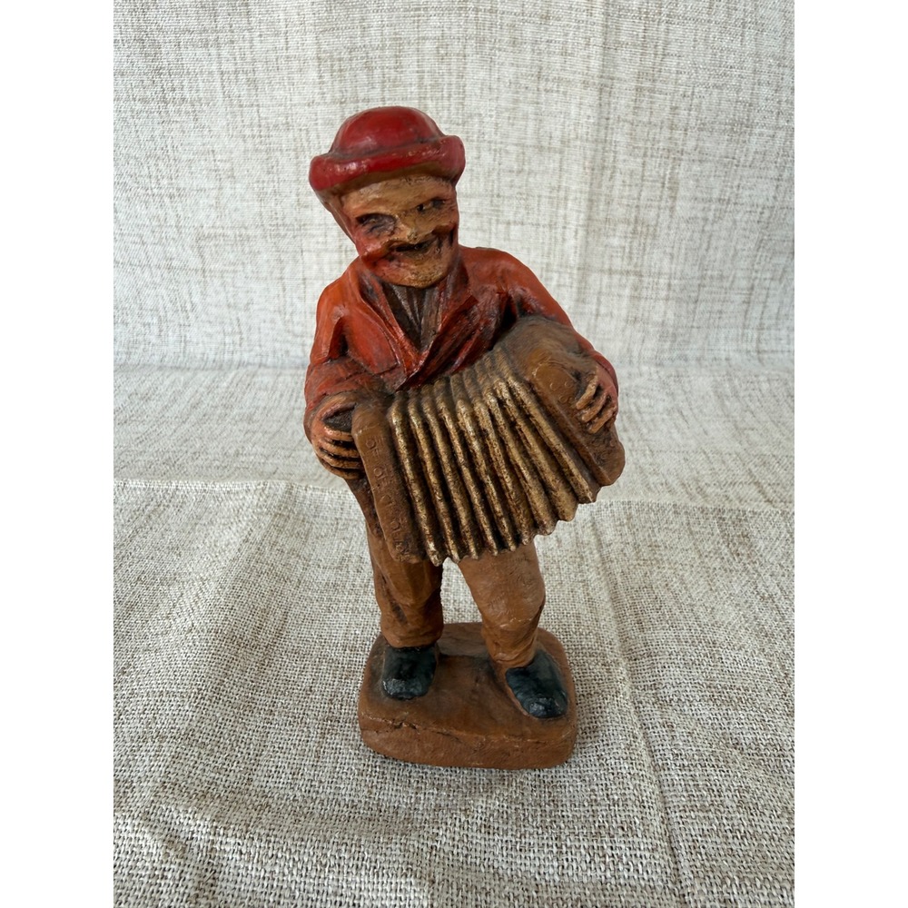Syroco Wood Hobo Musician Figurine Red Excellent 1940s Accordion Player